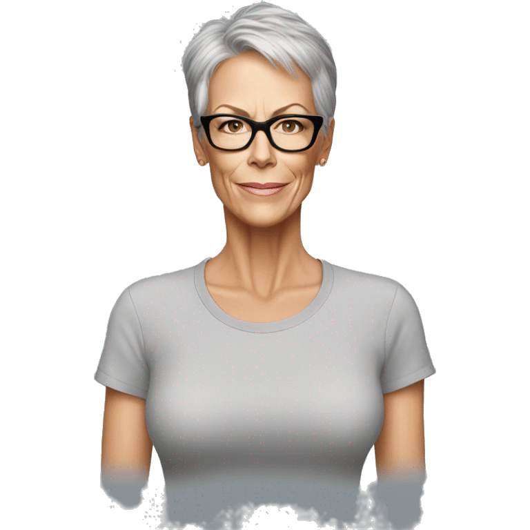 brunette Jamie Lee Curtis wearing tee emoji