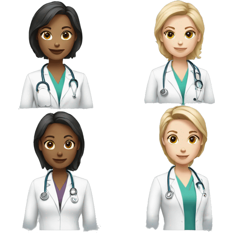 3 female doctors with fair skin emoji