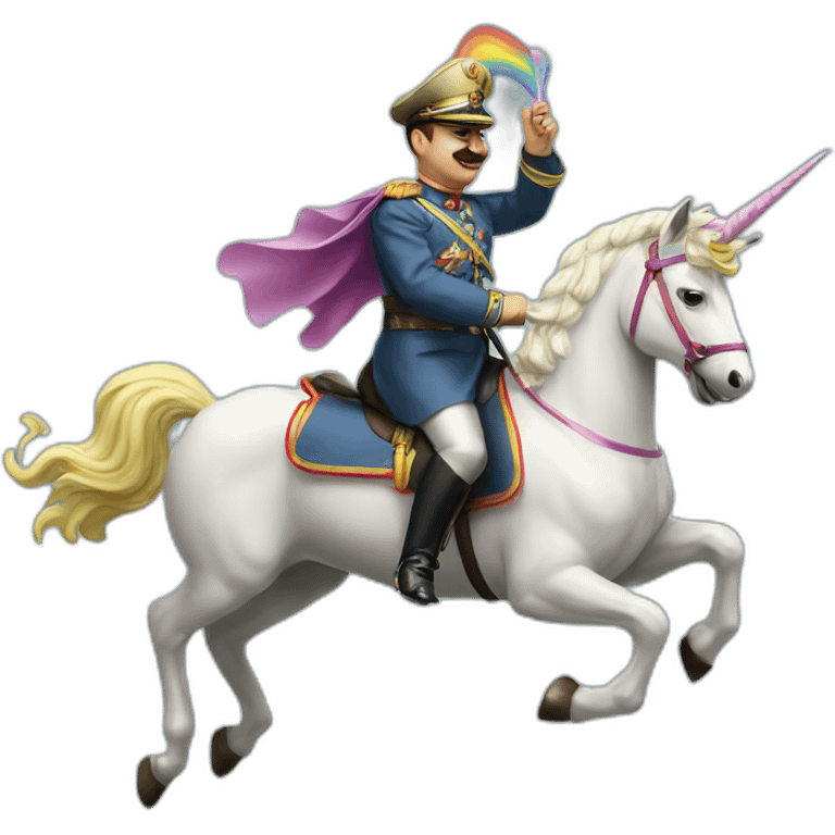 Francisco franco rides rainbow unicorn emoji