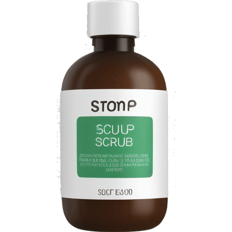 bottle of scalp scrub with label emoji