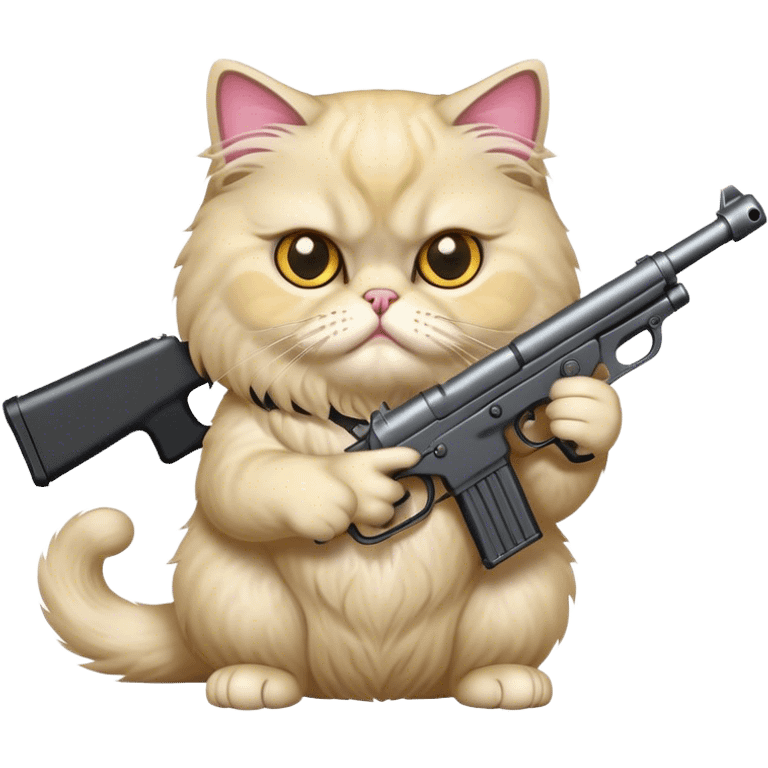 CAT persian with gun emoji