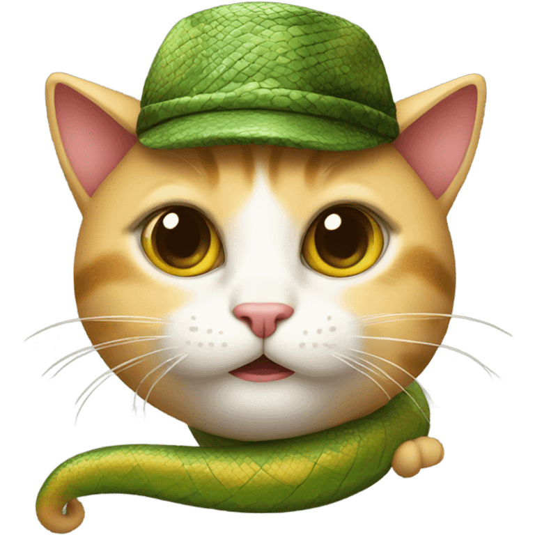 cute cat with a snake hat emoji