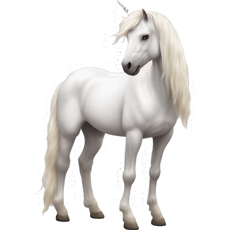 Fullbody realistic four-legged White unicorn with pastel color mane  emoji