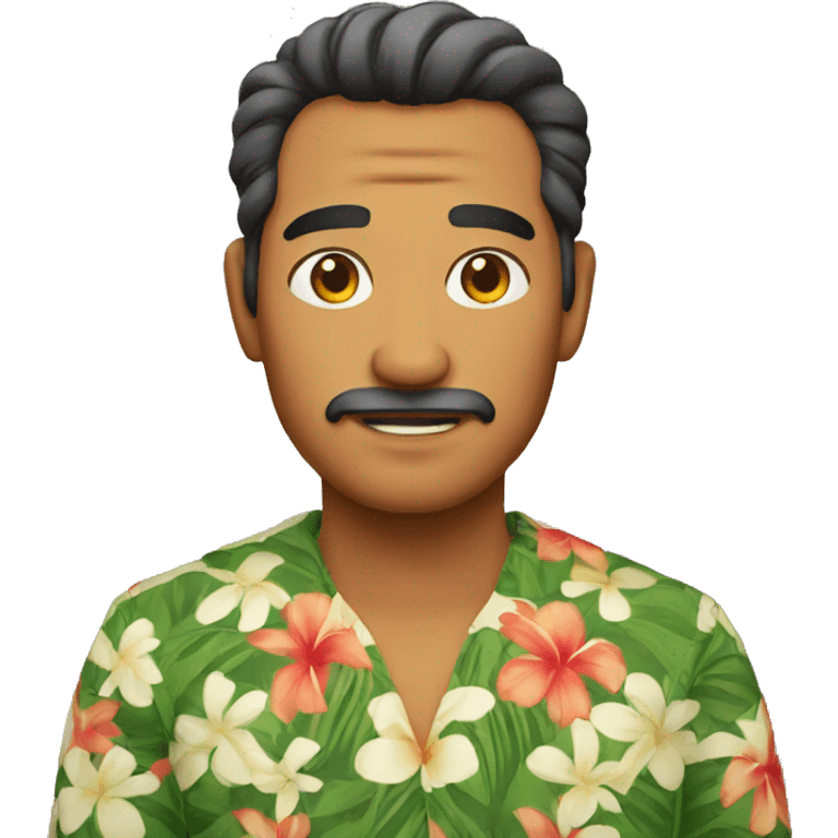 A Hawaiian man without mustache emoji