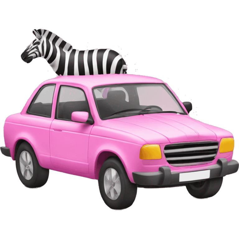 Zebra in a pink car emoji