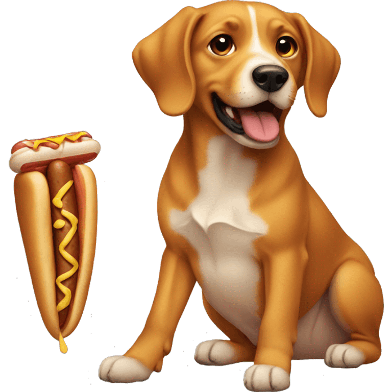 Dog eating hot dog emoji