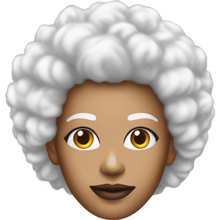 Can you make me an emoji that looks like a cyborg ruPaul with a white afro emoji