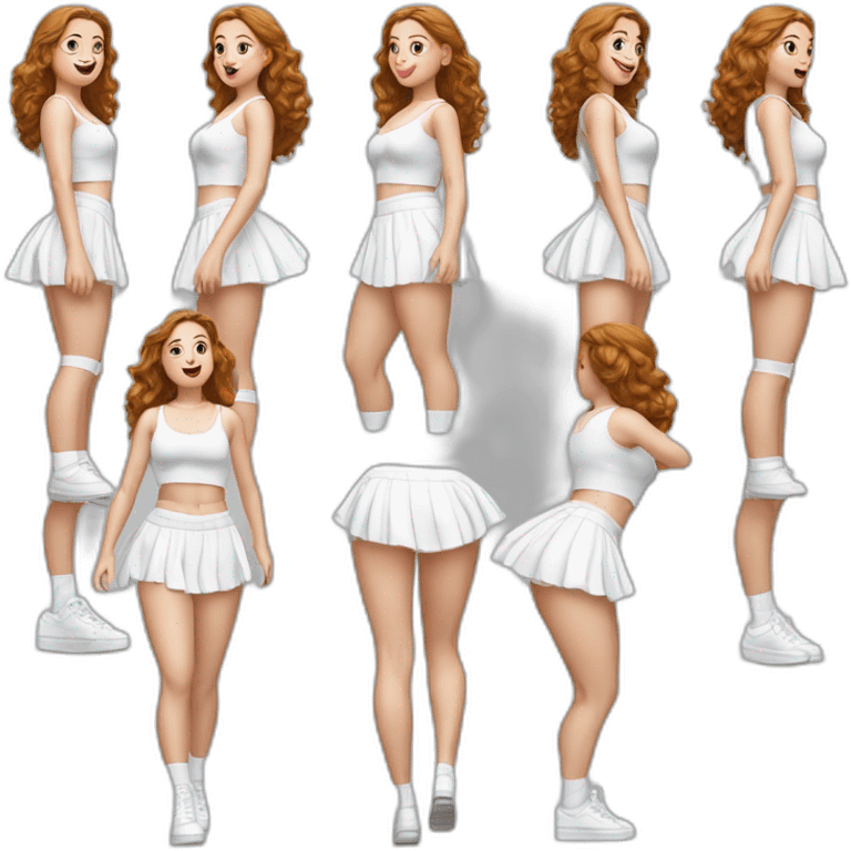 hyperrealistic-full-body-caucasian-curvy-beauty-jumping-small white-skirt-back-and-front-views-strong-wind-knickers white socks emoji