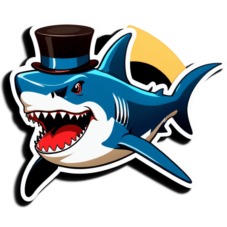 Shark with a top hat emoji