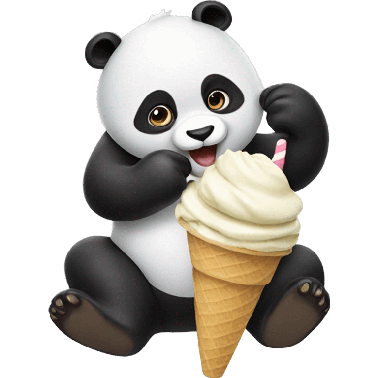 Panda eating ice cream emoji