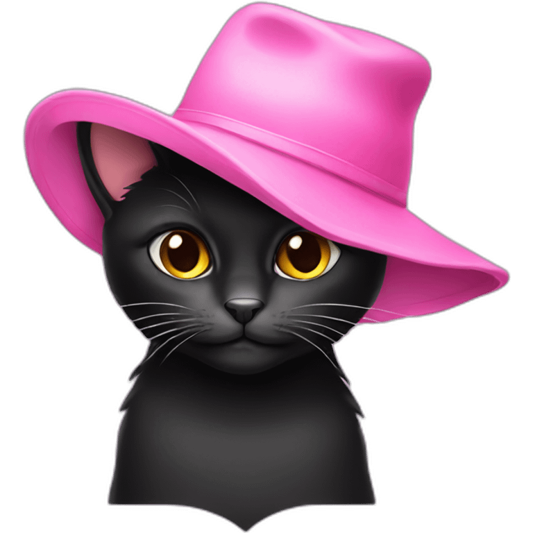 Black cat in a pink hat emoji