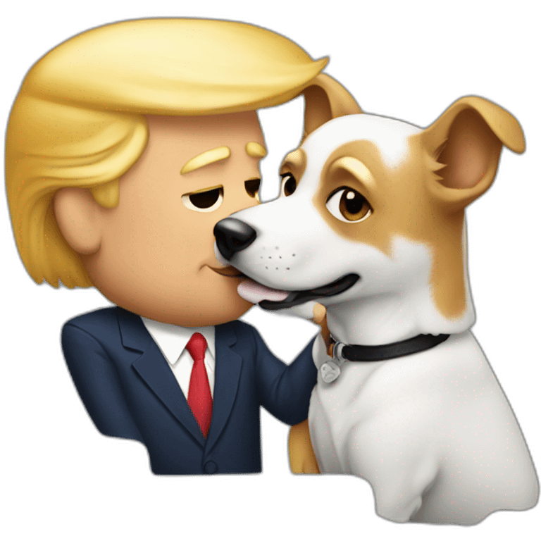 trump kissing a dog emoji