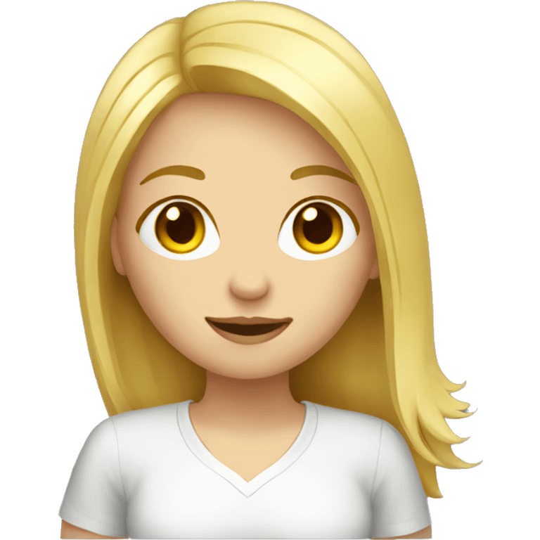 Blond girl with computer emoji