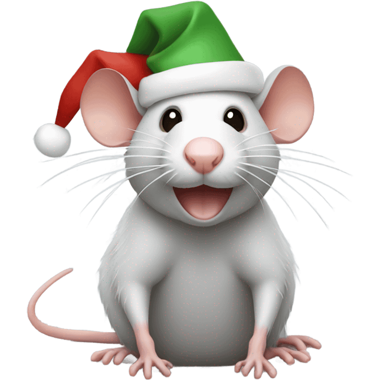 Rat in a Christmas hat emoji