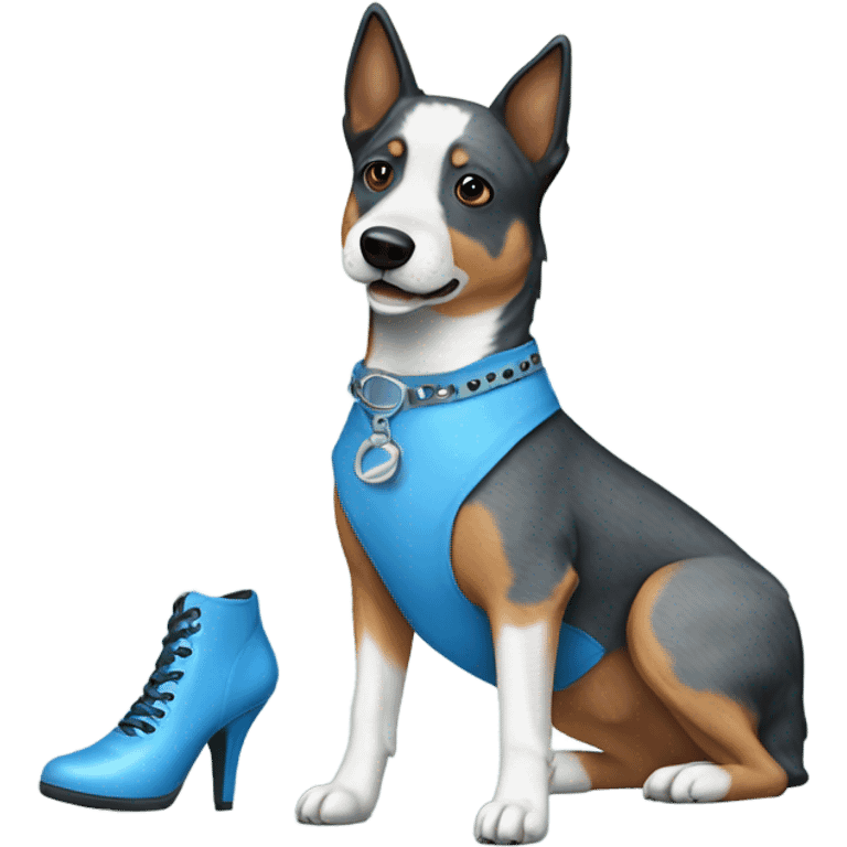 blue heeler wearing blue heels emoji