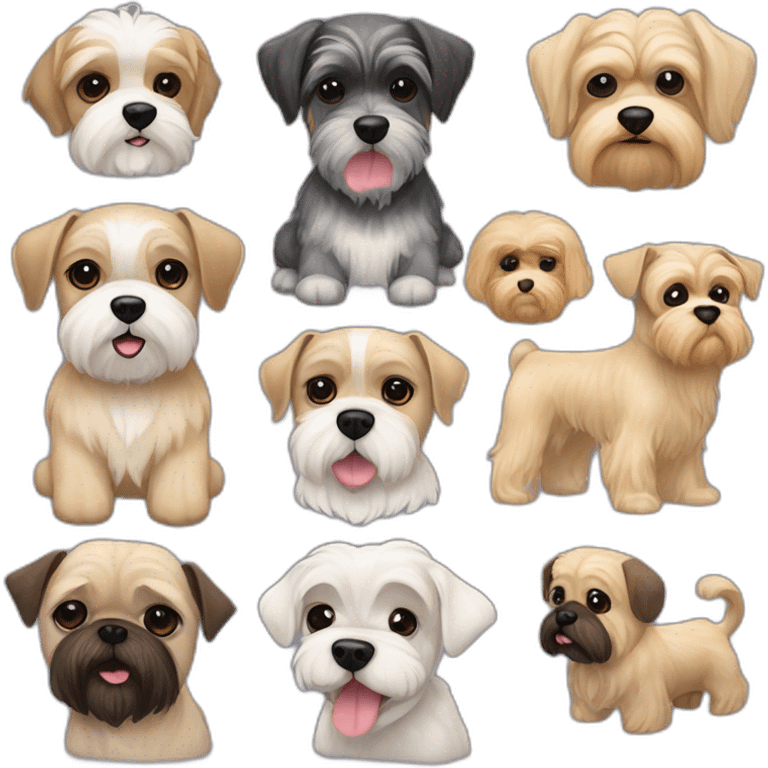 Schnauzer Bichon Golden Yorky Pug viejo emoji