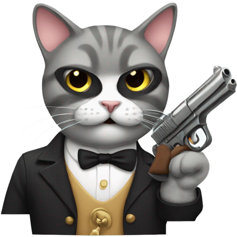 cat with mustache and gun emoji