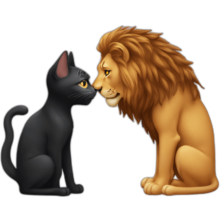 Black cat kiss lion emoji