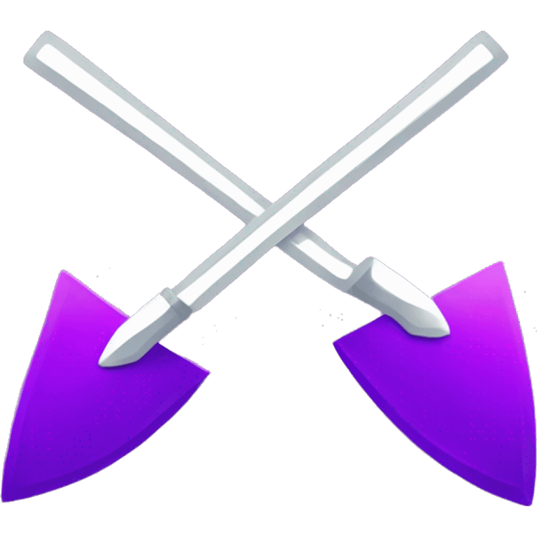 purple triangle intersected by a purple sword and a purple trowel emoji