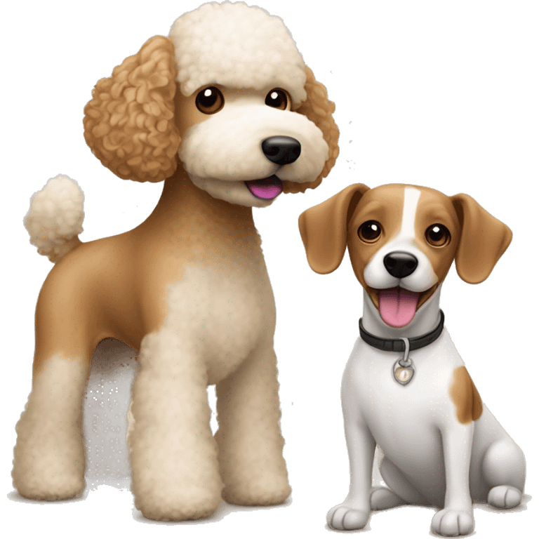 light brown poodle dog with jack russell terrier dog emoji