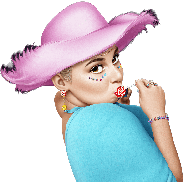 girl with lollipop and jewelry emoji