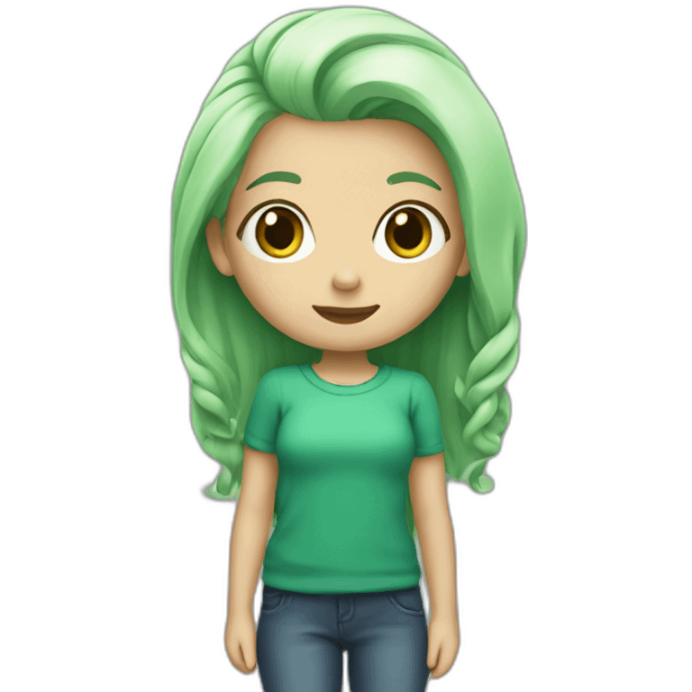 White-bearded little girl with green hair emoji