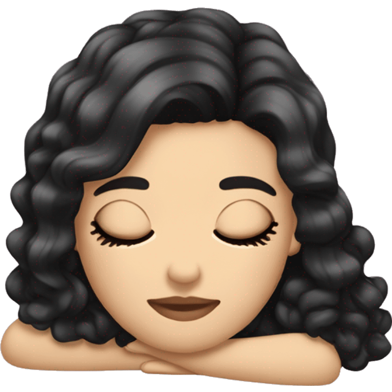 Coquette American black hair white girl sleeping  emoji