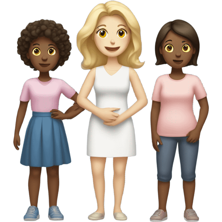 white family, brunette woman and blonde woman as mothers to two girl children emoji