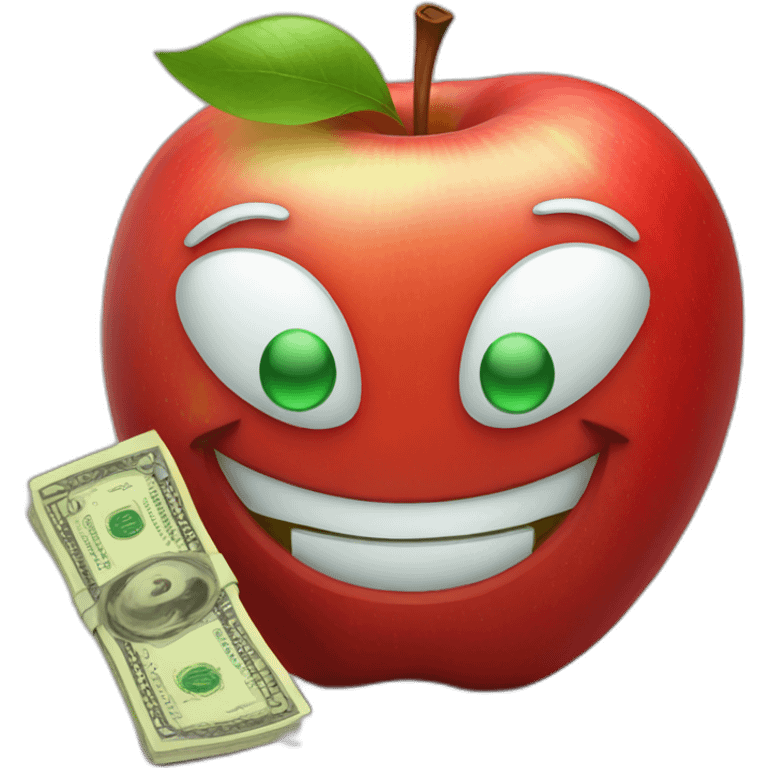 smiling red apple with money bag emoji