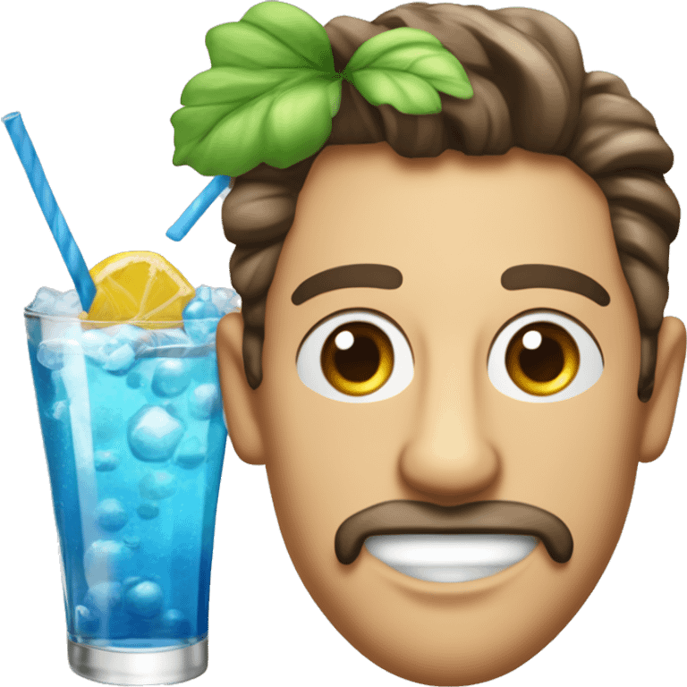 imaginer un emoji qui représente une boisson bleue, comme un cocktail avec des glaçons ou une boisson gazeuse. On pourrait le styliser avec des bulles ou des fruits pour le rendre plus attrayant. emoji