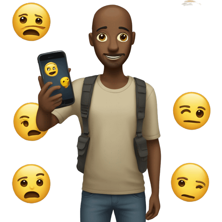 Man finds about about AI emojis and is furiously using them on his phone emoji