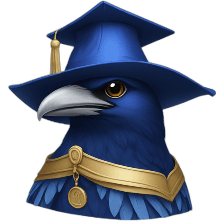 Blue Crow with alumni hat and mantle emoji