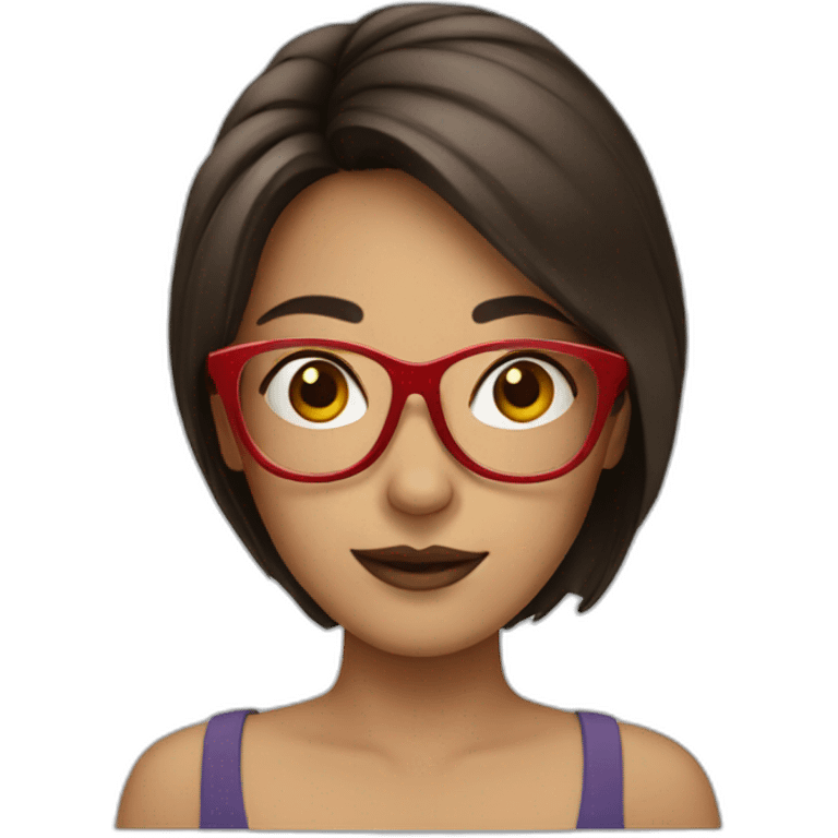 brunette girl with red glasses emoji