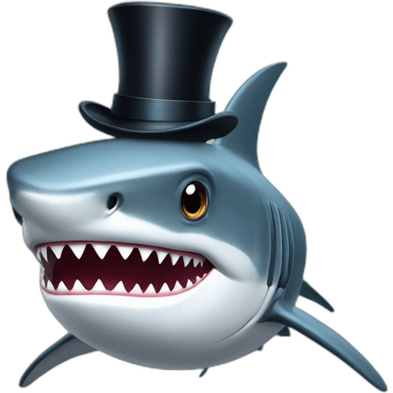 Shark with a top hat emoji