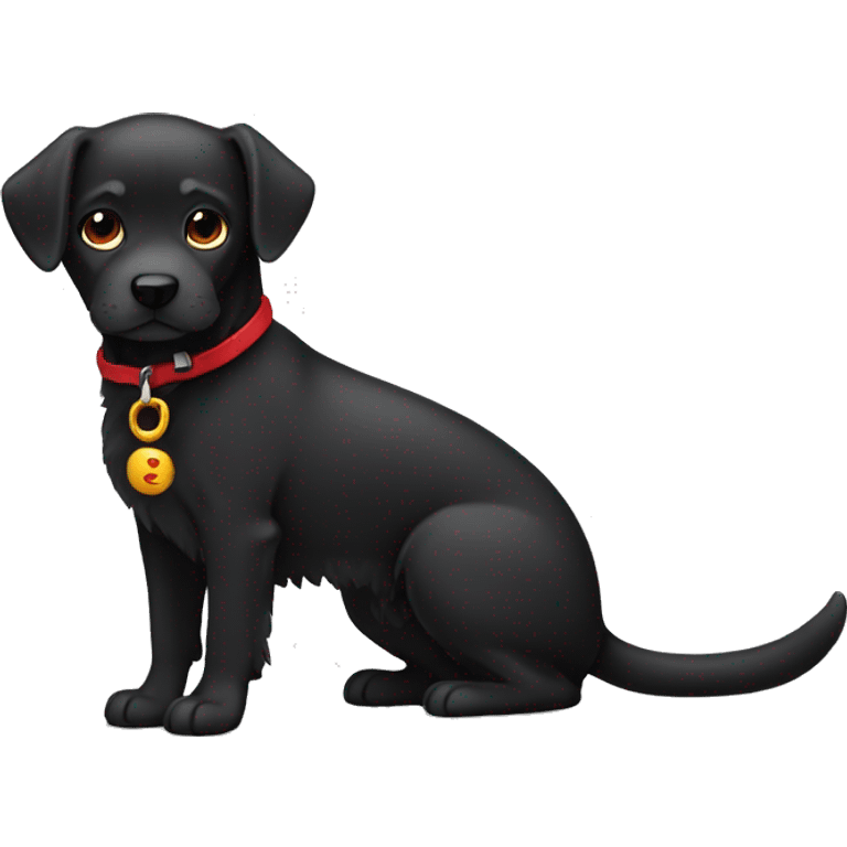 Perrito negro con moño rojo emoji