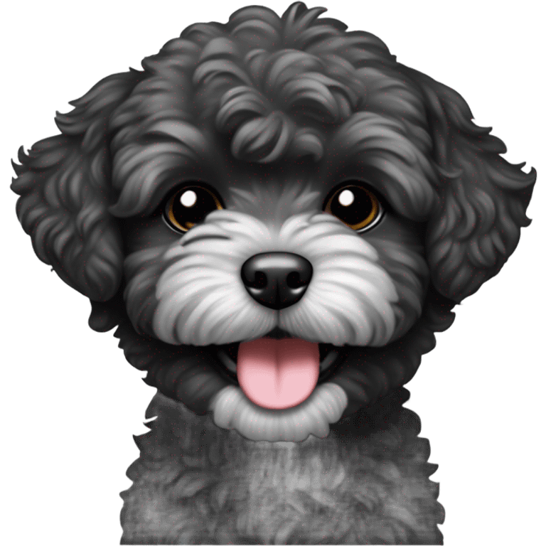 Black maltipoo puppy smiling laughing  emoji