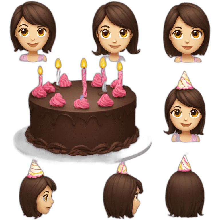 Birthday, brunette, cake emoji