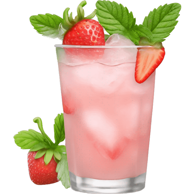 Pastel pink mojito strawberry  emoji