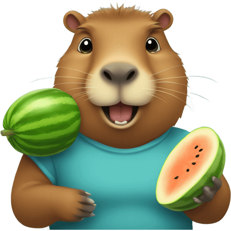 Capybara with melon in hand emoji