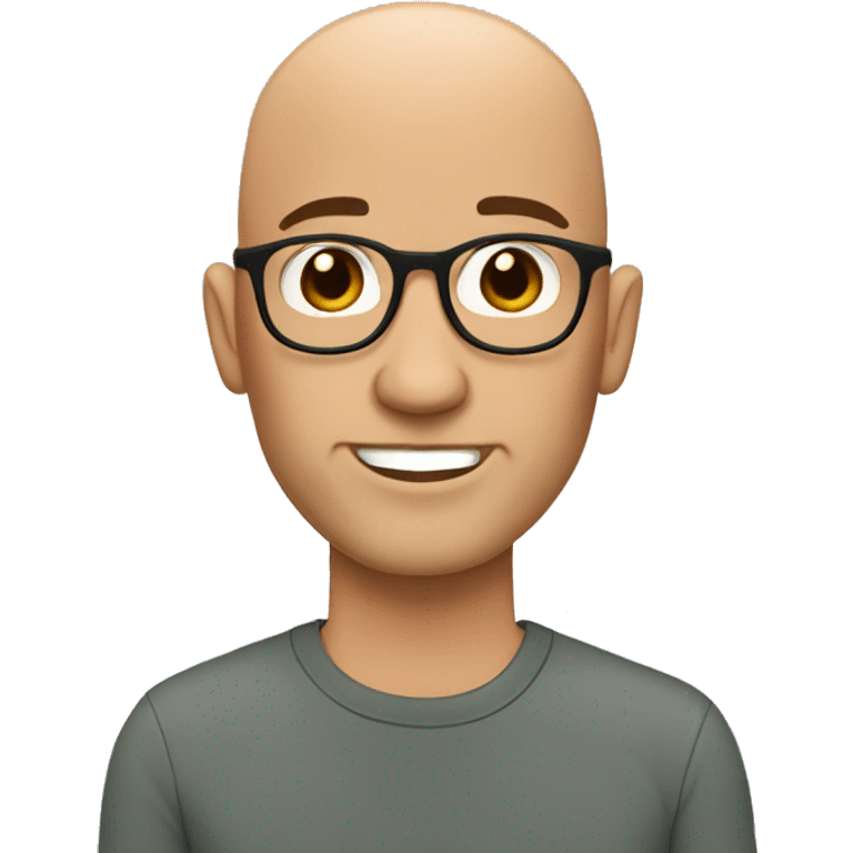 Cartoon character in Bitmoji style tan bald shaved male, around 40 years old  emoji