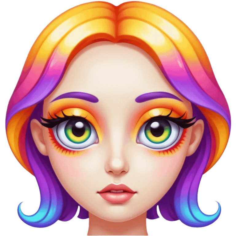 Psychedelic girl with large glistening eyes, ultra realistic details emoji