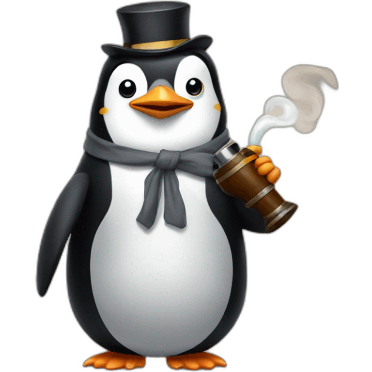 penguin with a pipe in hand emoji