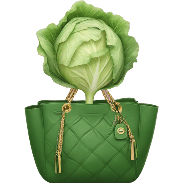 A cabbage with a gucci handbag emoji