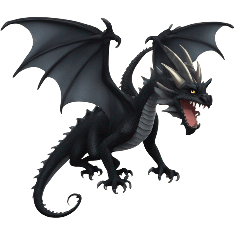 Black dragon flying  emoji