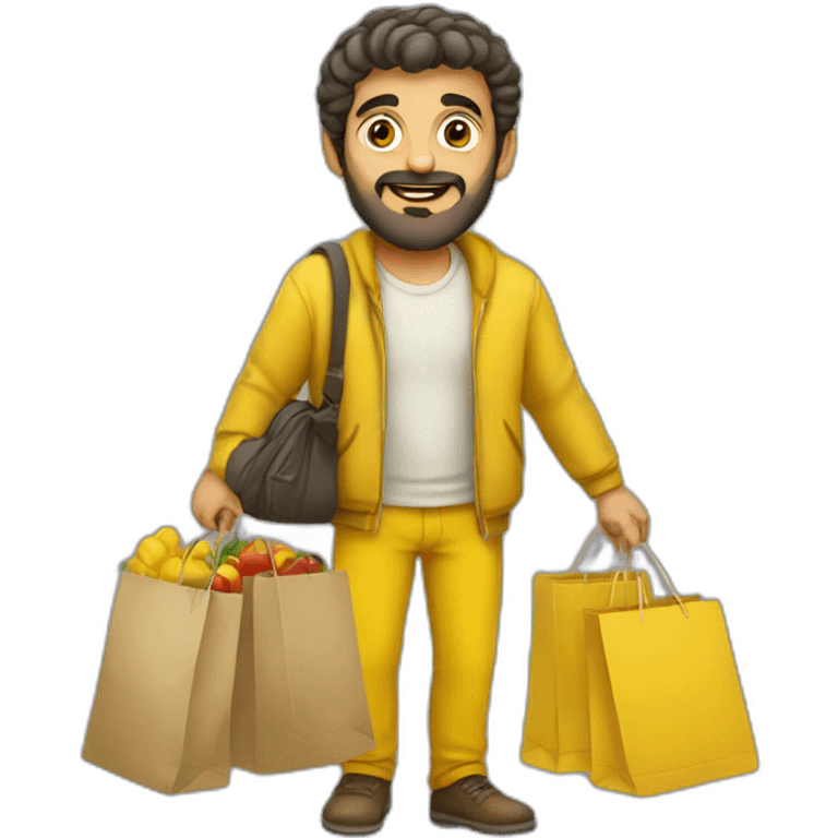 Armenian men doing shopping  in yellow clothes  emoji