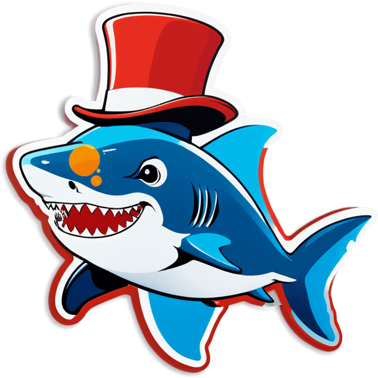 Shark with a top hat emoji