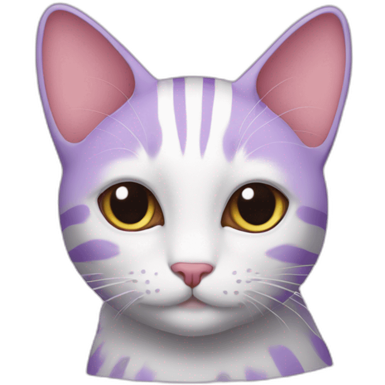 Lavender colored cat with pink stripes emoji