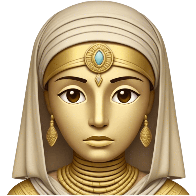 Cinematic Noble Mummy Portrait Emoji, Regal and timeless, with a meticulously wrapped, ancient form in muted earth tones accented by faded gold, exuding an air of forgotten majesty and solemn duty, simplified yet elegant with intricate bandage details, highly detailed and softly glowing, evoking the dignified mystery of an eternal sentinel guarding long-lost secrets! emoji