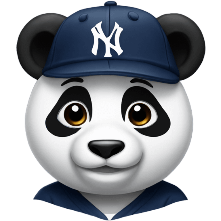 Panda with a fitted cap with New York Yankee logo emoji