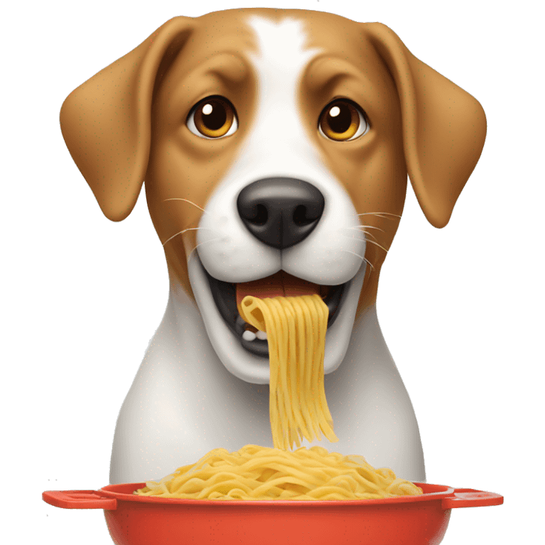 A dog eating pasta emoji